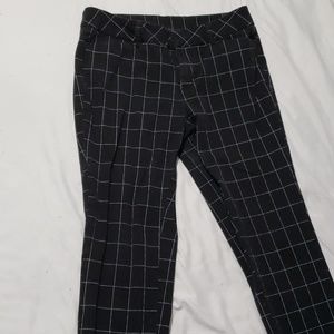 Black slacks with large white checkered lines